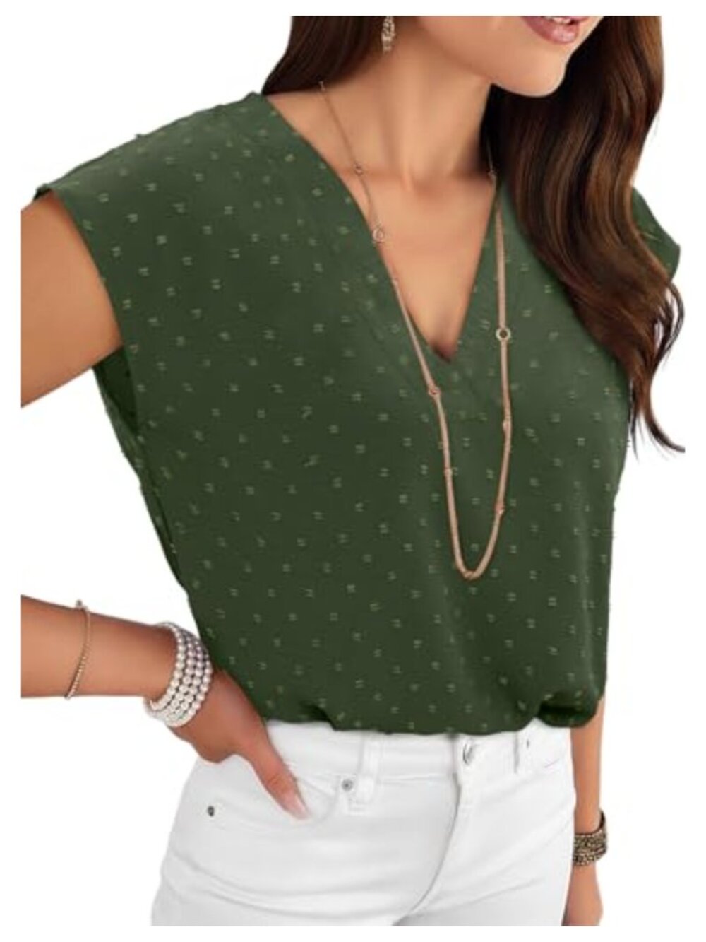 Women's Cap Sleeve Blouses Dressy V Neck Tops Business Work Tees Office Outfits